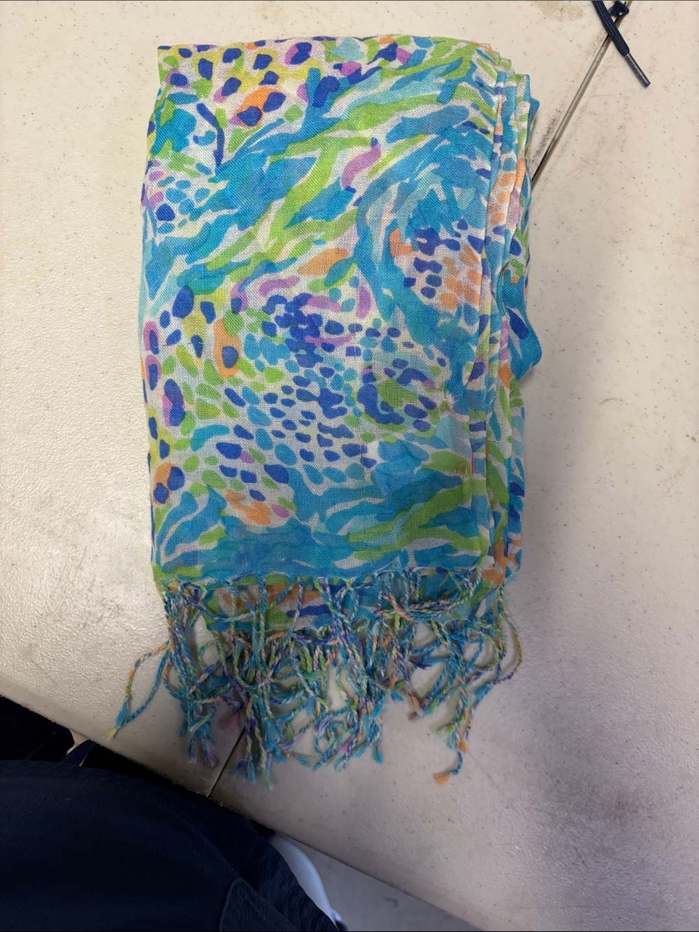 Lilly Pulitzer Blue Green Multicolor Printed Scarf